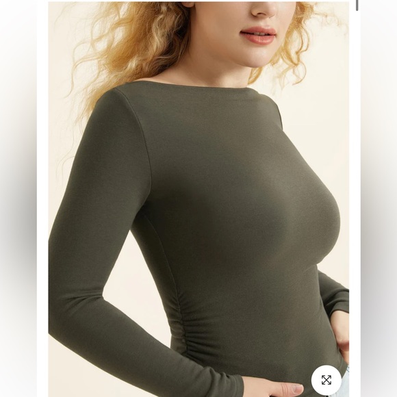 OGL Eco-Mousse® Modern Side Ruched Boatneck Brami Top - Picture 1 of 7